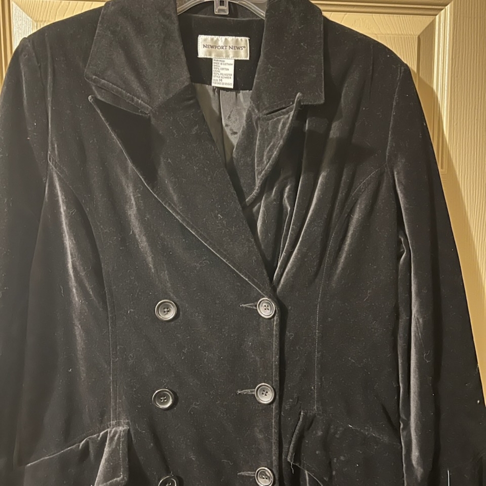 Newport News Double-Breasted Black Velvet Topcoat